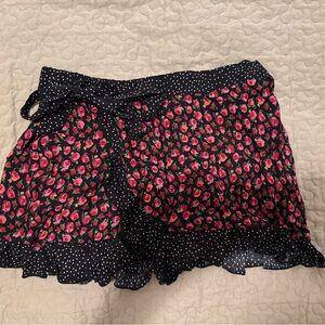 Kimchi Blue Black and Pink Floral Skirt